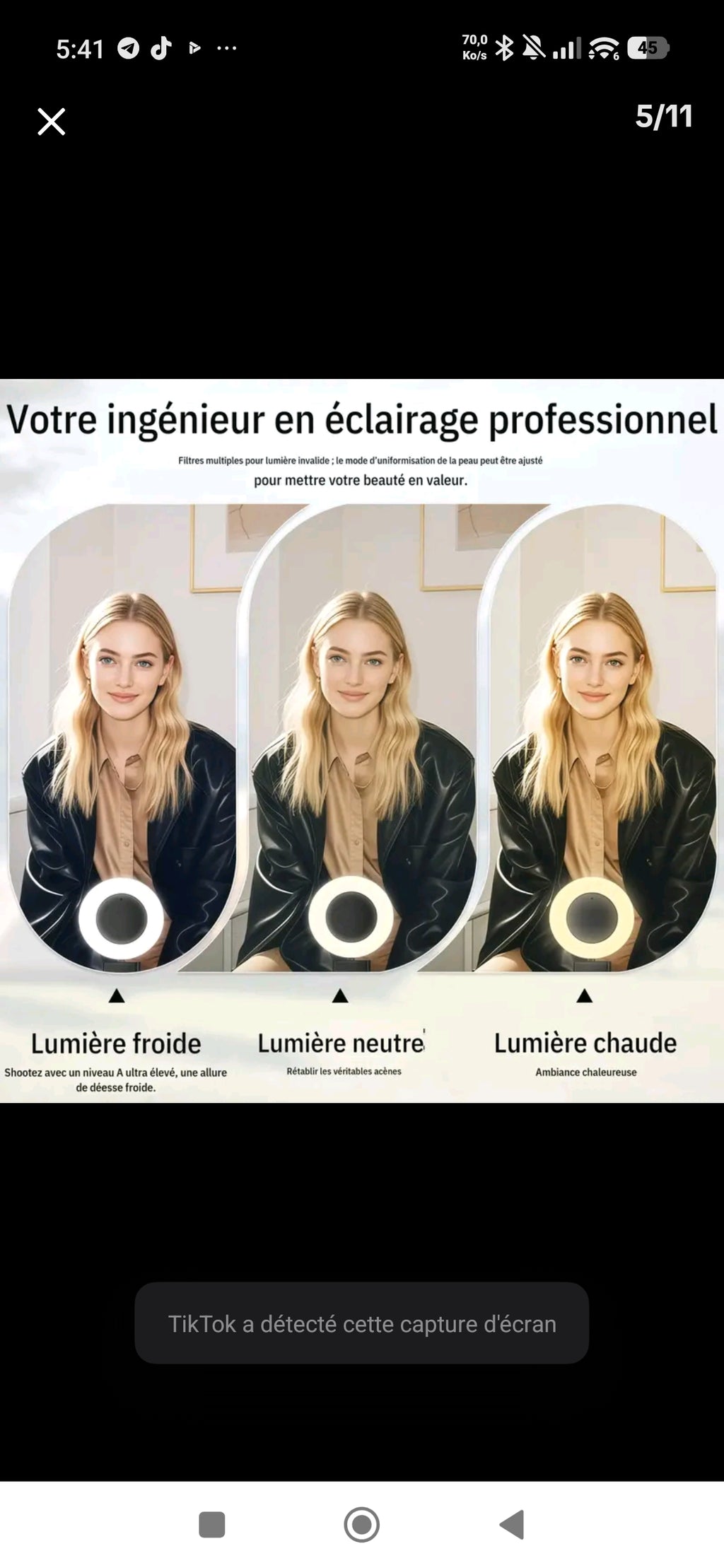 Perche selfie avec LED sur trépied en extérieur