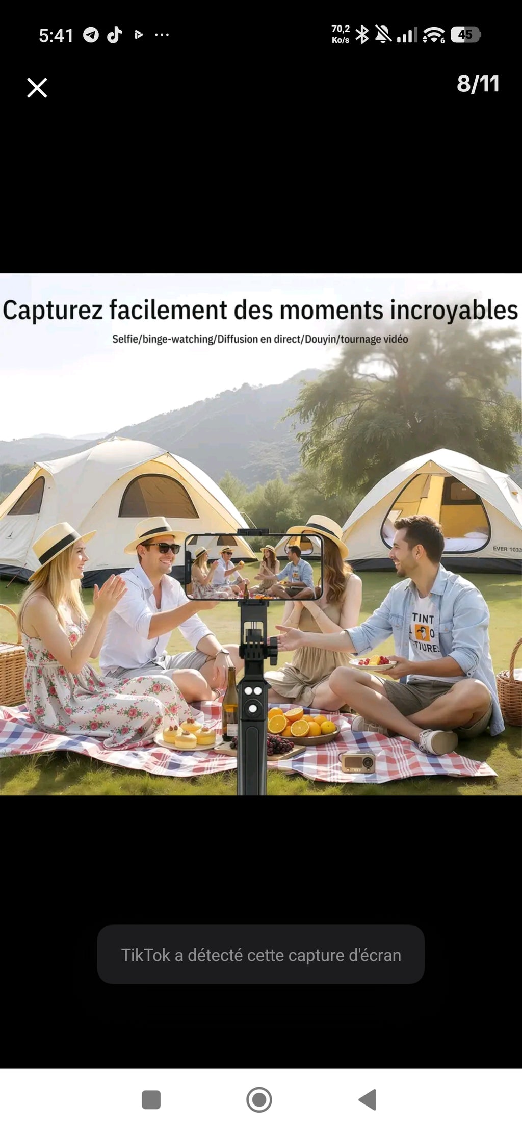 Perche selfie LED - utilisation